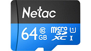 Карта памяти 64Gb Netac P500 (microSDHC UHS-I/10Mb/s write, 80Mb/s read/нет) 