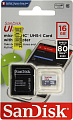 Карта памяти 16Gb SanDisk Ultra (microSDHC UHS-I/10Mb/s write, 80Mb/s read/переходник SD) 